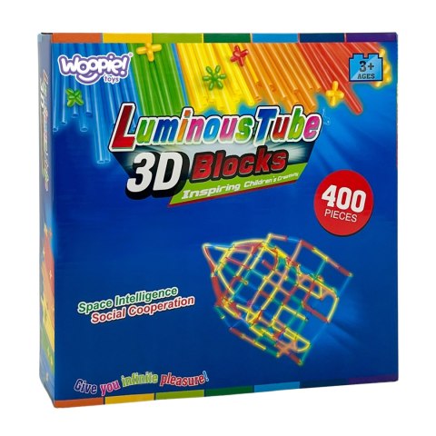 WOOPIE Klocki Konstrukcyjne Świecące Słomki 400 szt.