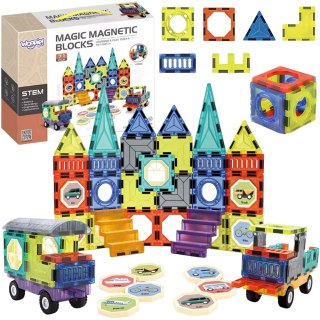 WOOPIE Klocki Magnetyczne 3D Zestaw Zamek Pojazdy 71el.