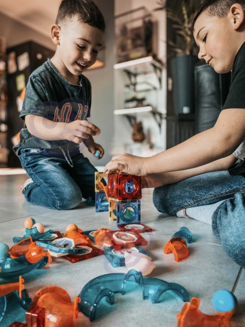 WOOPIE Klocki Magnetyczne Tor Kulkowy Świetlny Kulodrom 49 el.