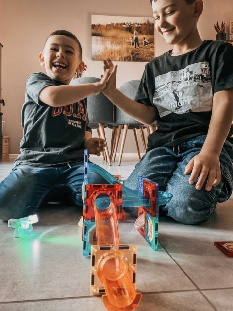 WOOPIE Klocki Magnetyczne Tor Kulkowy Świetlny Kulodrom 49 el.