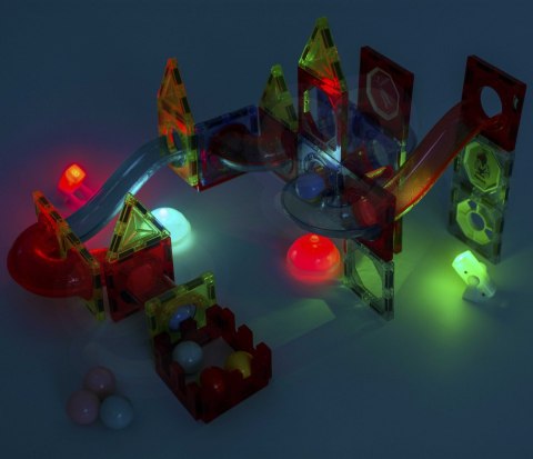 WOOPIE Klocki Magnetyczne Tor Kulkowy Świetlny Kulodrom 75 el.