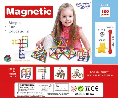 WOOPIE Magnetic Construction Blocks Creative Puzzle 180 pcs.
