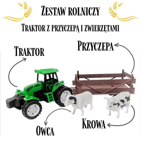 WOOPIE Traktor Rolniczy z Przyczepką i Zwierzętami