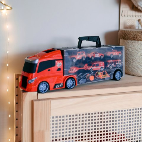 WOOPIE Zestaw Ciężarówka Transporter 3w1 Czerwony 11 el.