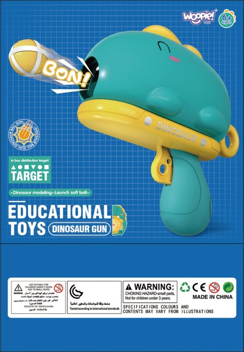 WOOPIE Gra w Rzutki Dart Pistolet Dinozaur na Kulki Rzepy Tarcza Punkty Strzelanie