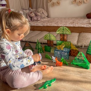 WOOPIE Klocki Magnetyczne Konstrukcyjne 3D Zestaw Edukacyjny Rzadkie Zwierzęta 45el.