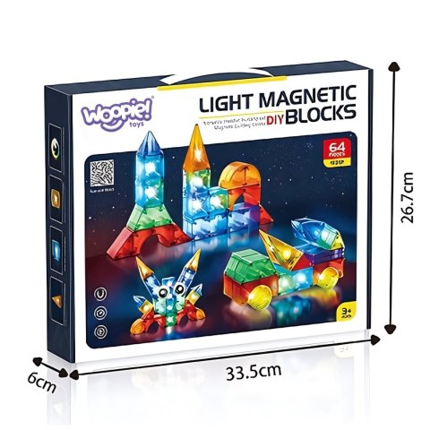 WOOPIE Klocki Magnetyczne Konstrukcyjne Sześciany 3D Zestaw Edukacyjny 63 el. WOOPIE Klocki Magnetyczne Konstrukcyjne Sześciany 3D Zestaw Edukacyjny 63 el.