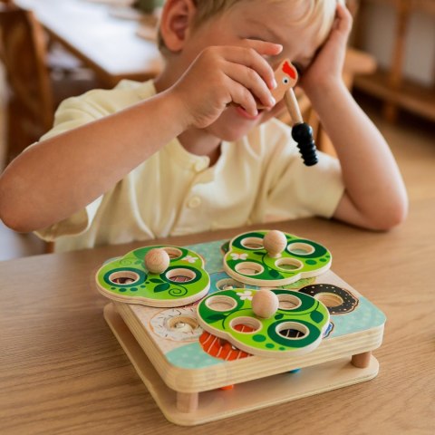 TOOKY TOY Drewniana Gra Zręcznościowa 2w1 Wyciągnij Robaczki dla Dzieci