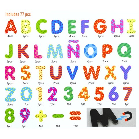 VIGA Drewniany Zestaw Magnetyczny Literki i cyferki