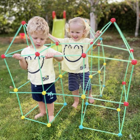 WOOPIE Duże Klocki Konstrukcyjny Namiot Zestaw Słomki Rurki 128 el. WOOPIE Duże Klocki Konstrukcyjny Namiot Zestaw Słomki Rurki 128 el.