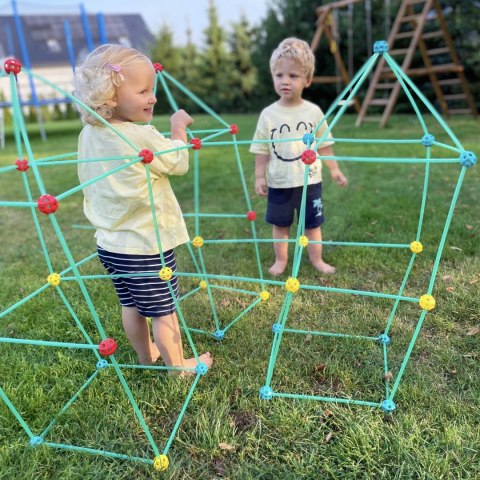 WOOPIE Duże Klocki Konstrukcyjny Namiot Zestaw Słomki Rurki 128 el. WOOPIE Duże Klocki Konstrukcyjny Namiot Zestaw Słomki Rurki 128 el.