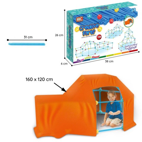 WOOPIE Duże Klocki Konstrukcyjny Namiot Zestaw Słomki Rurki 128 el. WOOPIE Duże Klocki Konstrukcyjny Namiot Zestaw Słomki Rurki 128 el.