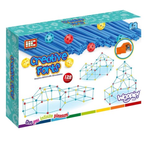 WOOPIE Duże Klocki Konstrukcyjny Namiot Zestaw Słomki Rurki 128 el. WOOPIE Duże Klocki Konstrukcyjny Namiot Zestaw Słomki Rurki 128 el.