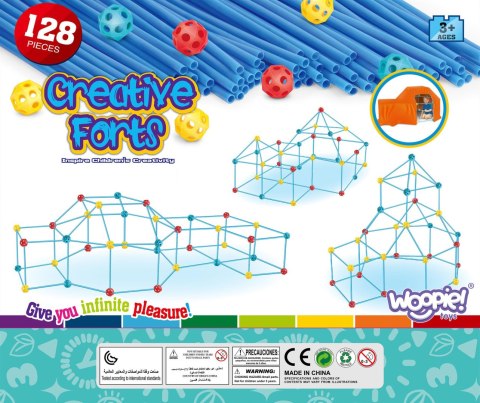 WOOPIE Duże Klocki Konstrukcyjny Namiot Zestaw Słomki Rurki 128 el. WOOPIE Duże Klocki Konstrukcyjny Namiot Zestaw Słomki Rurki 128 el.