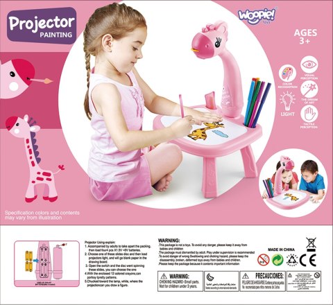 WOOPIE Tablica do Rysowania Projektor Różowa Żyrafa + Flamastry
