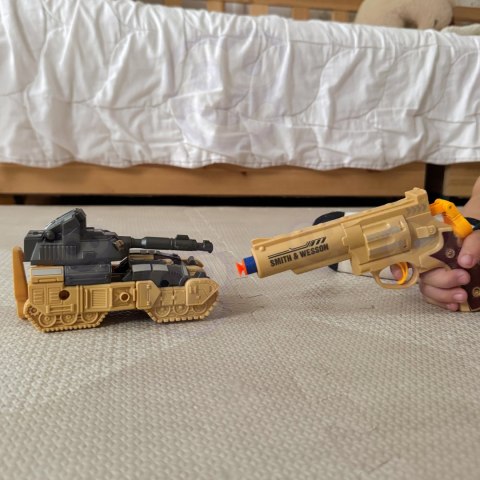 WOOPIE Zestaw 3w1 Robot Transformujący Czołg i Wyrzutnia na Strzałki Brązowy