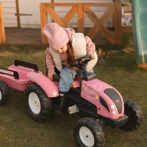 FALK Traktor Country Star Różowy na Pedały + Przyczepka i Klakson od 2 Lat.