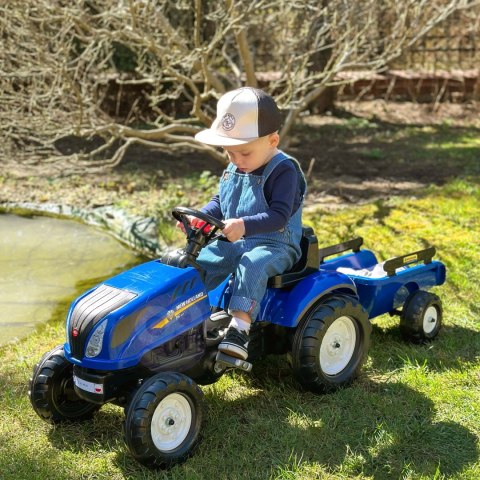 FALK Traktor na Pedały New Holland Duży z Przyczepką + Otwierana Maska od 2 lat