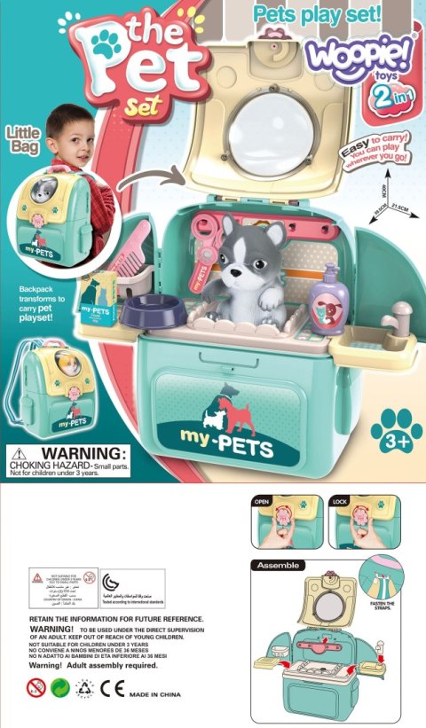 WOOPIE Przenosny Zestaw Pielęgnacyjny Groomer 2w1Pies w Plecaku Transporter