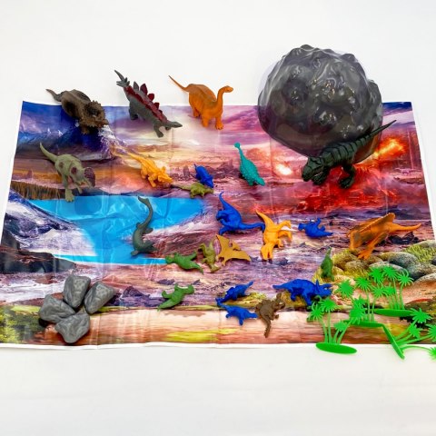 WOOPIE Zestaw Figurki Dinozaury Duże Zwierzęta Mata Pojemnik XXL 34 szt.