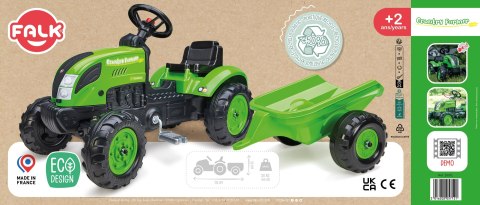 FALK Country Farmer Traktorek na Pedały z Przyczepką Zielony 2-5 lat FALK Country Farmer Traktorek na Pedały z Przyczepką Zielony 2-5 lat