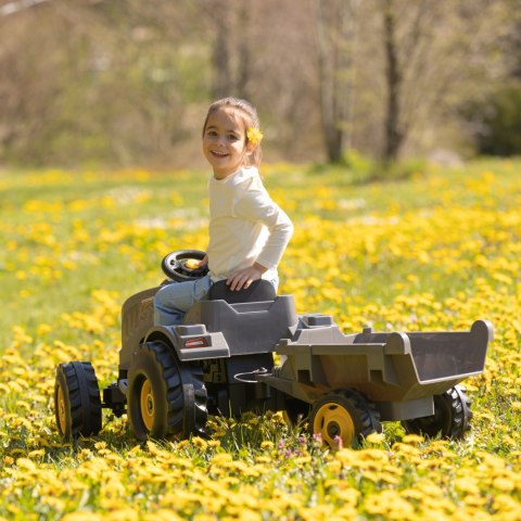 SMOBY Traktor XXL Szary na Pedały z Przyczepką