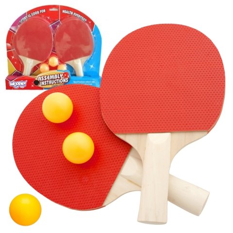 WOOPIE Paletki Rakietki Do Ping Pong Tenisa Stołowego Zestaw + 3 Piłeczki WOOPIE Paletki Rakietki Do Ping Pong Tenisa Stołowego Zestaw + 3 Piłeczki