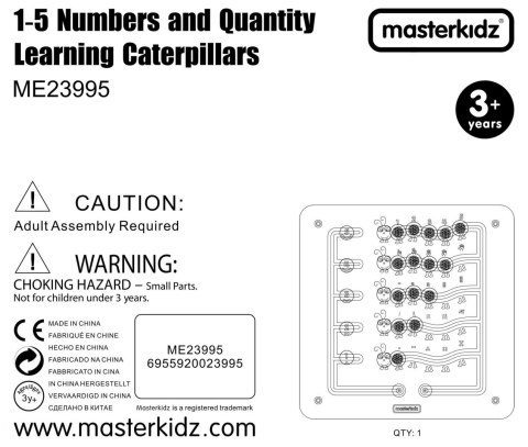 MASTERKIDZ Kolorowe Gąsieniczki Nauka Liczb i Ilości - Tablica Ścienna Edukacyjna Montessori MASTERKIDZ Kolorowe Gąsieniczki Nauka Liczb i Ilości - Tablica Ścienna Edukacyjna Montessori