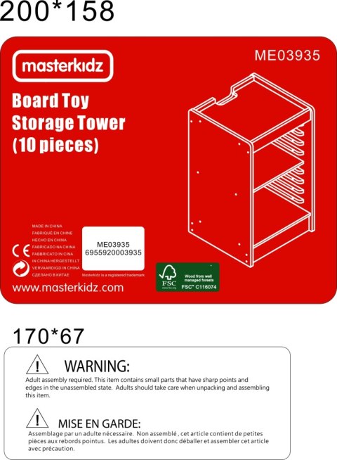 MASTERKIDZ Szafeczka Do Przechowywania Tabliczek Edukacyjnych I Gier 10 Sztuk Kółka