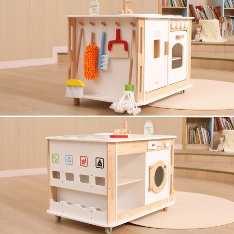 VIGA Centrum Domowe 3w1 z Akcesoriami - Nauka i Zabawa dla Dzieci