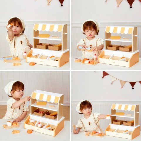 VIGA Drewniana Mini Piekarnia Sklepik Stragan z Wypiekami 16el.