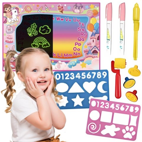 WOOPIE Mata Wodna do Malowania 2w1 XXL 100x70cm Świeci w Ciemności