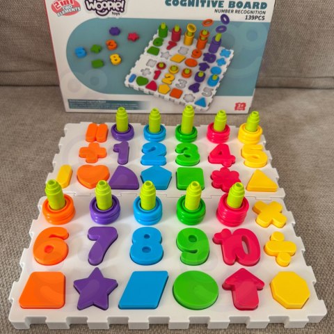 WOOPIE Układanka Montessori Sorter Trening Mózgu Literki Cyferki 139 el