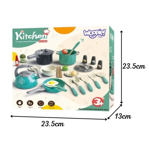 WOOPIE Zestaw Małego Kucharza Garnki Patelnia Czajnik Biały 32el.