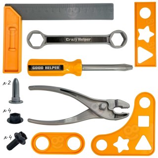 WOOPIE Zestaw Narzędzi Małego Majsterkowicza Gogle Kask Młot Pneumatyczny 21el.
