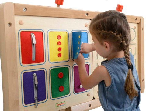 MASTERKIDZ Tablica Ścienna Otwieranie I Zamykanie Zamków Suwaki Guziki Montessori MASTERKIDZ Tablica Ścienna Otwieranie I Zamykanie Zamków Suwaki Guziki Montessori