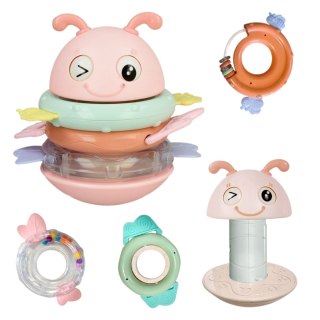 WOOPIE Baby Wańka Wstańka Zabawka Sensoryczna 2w1 Grzechotka Gryzak Różowa