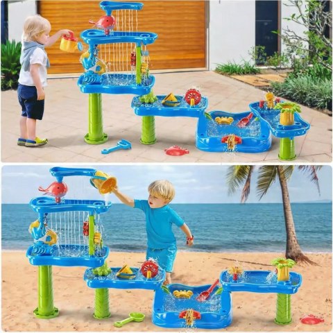 WOOPIE Ogromny Aquapark Stolik Wodny 6w1 Piaskownica Wodospad Tor Wodny 6-poziomowy Modułowy