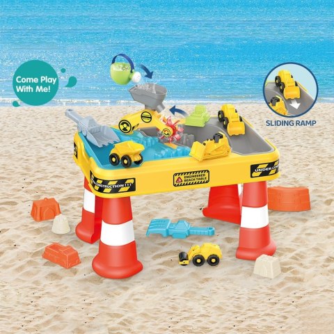 WOOPIE Stolik Wodny 2w1 Piaskownica Plac Budowy + 4 Autka 12el.