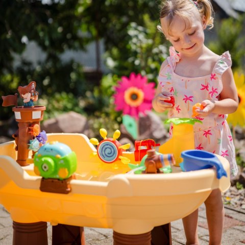 WOOPIE Stolik Wodny 2w1 Piaskownica Statek Piracki XL z Maszyna do Robienia Baniek Mydlanych