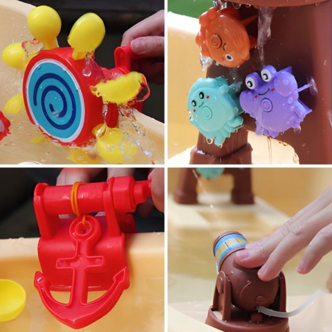 WOOPIE Stolik Wodny 2w1 Piaskownica Statek Piracki XL z Maszyna do Robienia Baniek Mydlanych