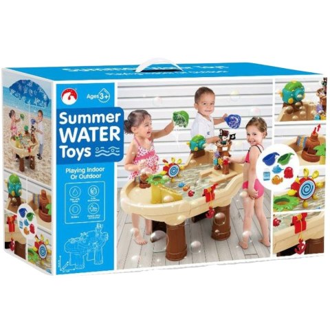 WOOPIE Stolik Wodny 2w1 Piaskownica Statek Piracki z Parasolem XL z Maszyna do Robienia Baniek Mydlanych