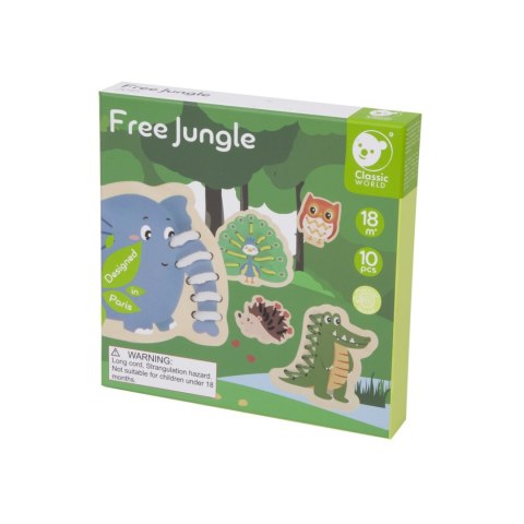 CLASSIC WORLD Drewniana Sznurowanka Przeplatanka Nawlekanka Przewlekanka Zwierzątka 10 el. CLASSIC WORLD Drewniana Sznurowanka Przeplatanka Nawlekanka Przewlekanka Zwierzątka 10 el.