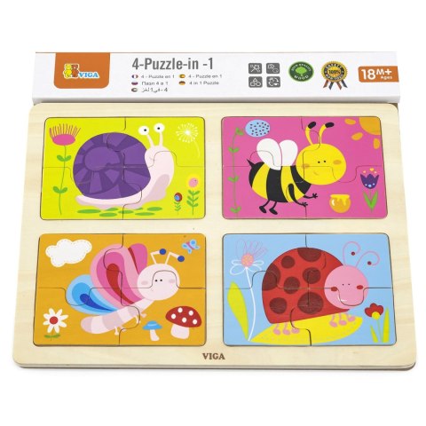 VIGA Drewniane Puzzle Owady 4w1 VIGA Drewniane Puzzle Owady 4w1