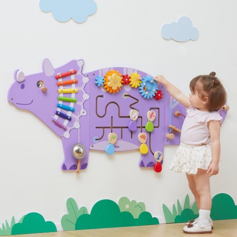 VIGA Drewniana Tablica Sensoryczna-Manipulacyjna EDU Triceratops
