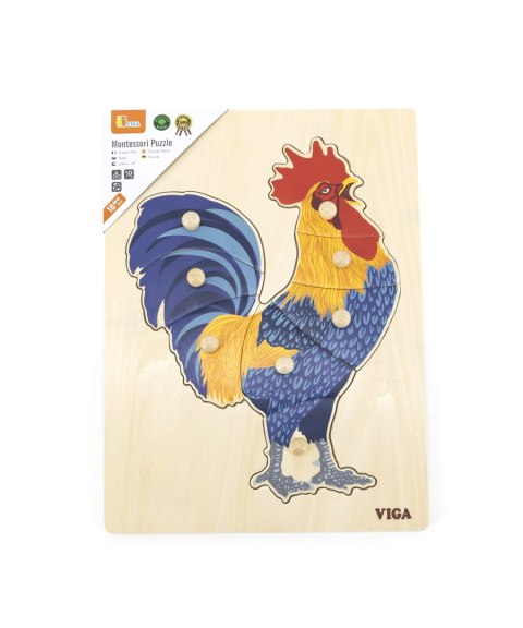VIGA Drewniane Puzzle Montessori Kogut z Pinezkami VIGA Drewniane Puzzle Montessori Kogut z Pinezkami