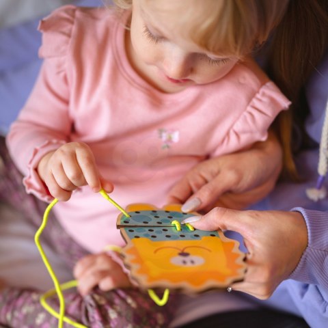 WOOPIE GREEN Drewniana Sznurowanka 5w1 Zwierzątka do Nawlekania