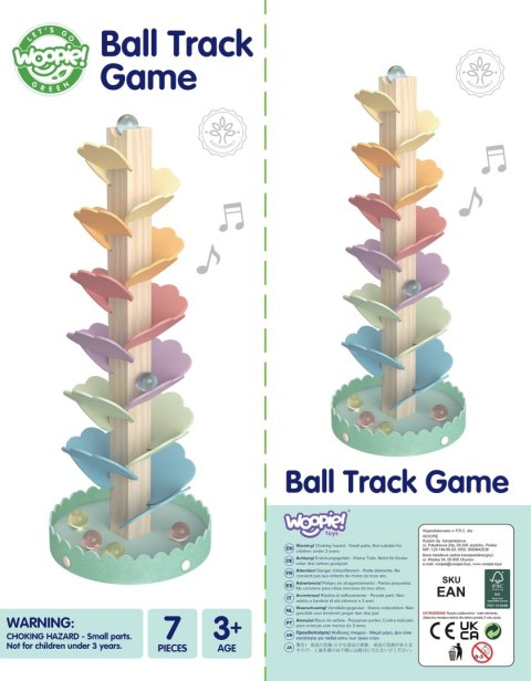 WOOPIE GREEN Drewniany Kulodrom Muzyczne Drzewko Tęczowe Montessori FSC