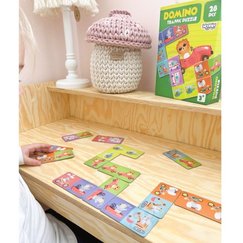 WOOPIE Gra Edukacyjna Transport Zwierzęta Puzzle Domino Montessori