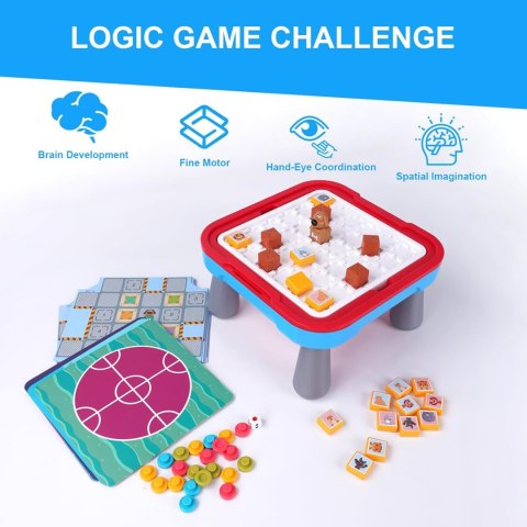 WOOPIE Stolik Gier Planszowych Logicznych 65 el. Zestaw 11w1